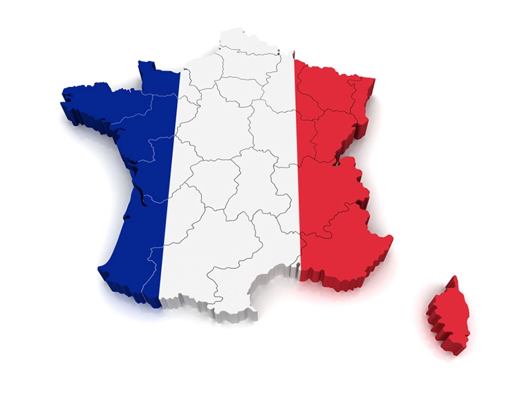 mapa Francji, język francuski, kurs języka francuskiego
